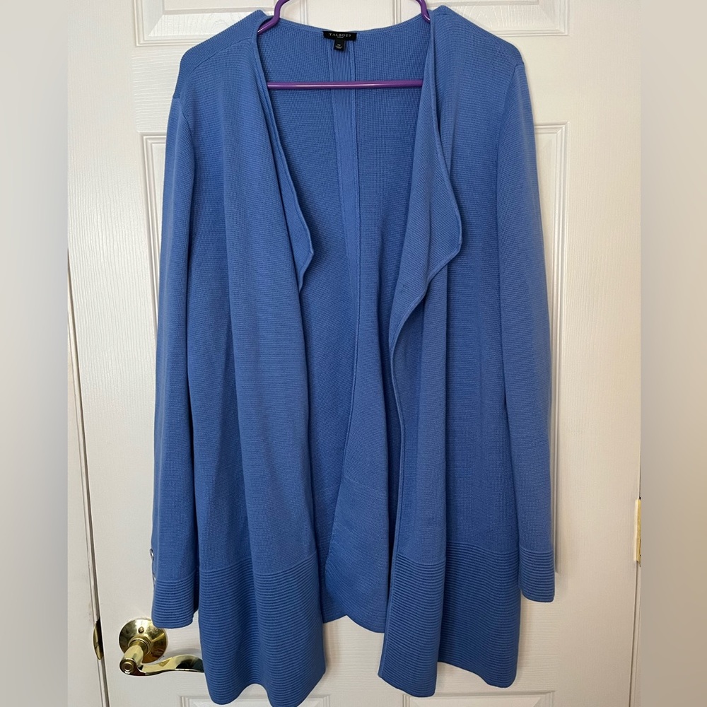 Talbots Blue Cotton Cardigan Jacket- Women 1X